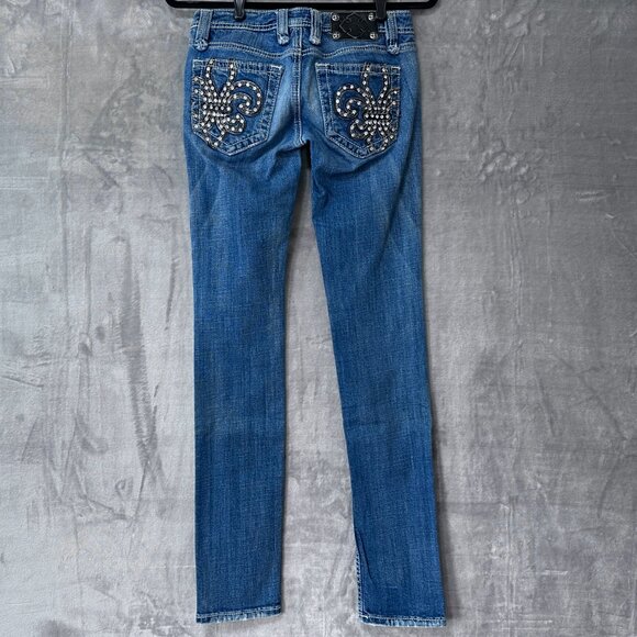 Miss Me Fleur-de-Lise Embellished Pocket Skinny Jean Size 26 - Picture 13 of 13